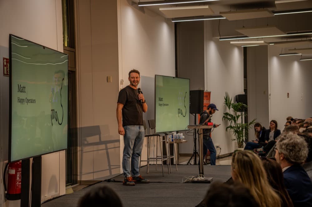 Matt presenting at a Claude event